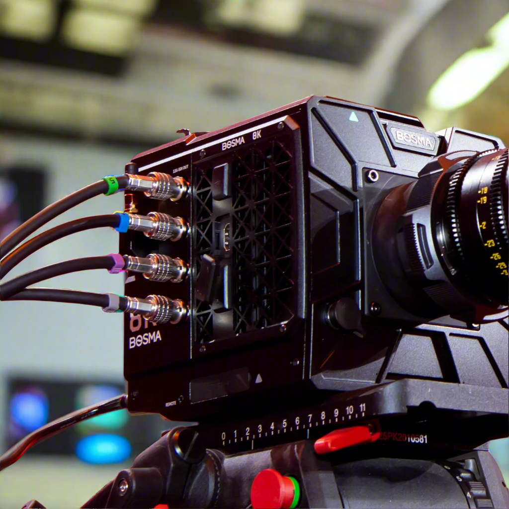 Bosma 8K Camera B1 with four 12G-SDI connections, providing high-speed, uncompressed video transmission for professional broadcasting and live production.
