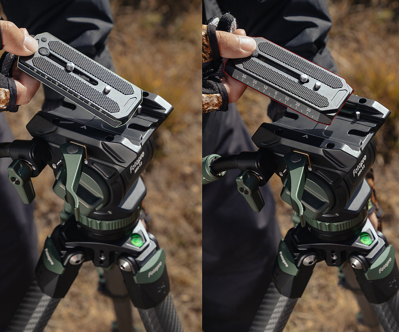 Designed to break compatibility barriers, the integrated mount supports both Arca-type and Manfrotto-type plates. Switch instantly with a one-click system—no extra adapters, no interruptions.