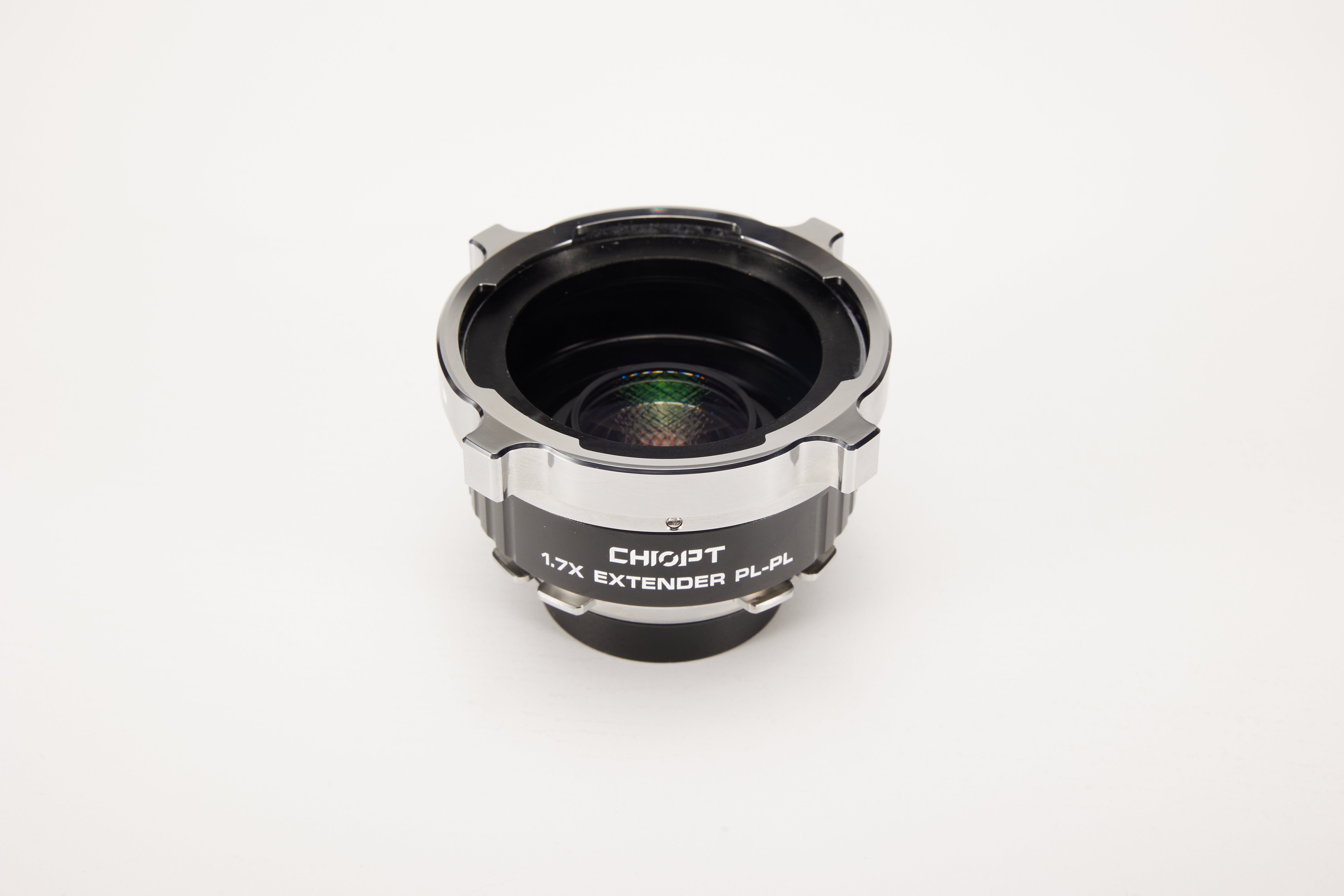 Chiopt 1.7X Extender focal length comparison, telephoto enhancement for PL mount cinema lenses, maintains center image quality with superior edge sharpness.