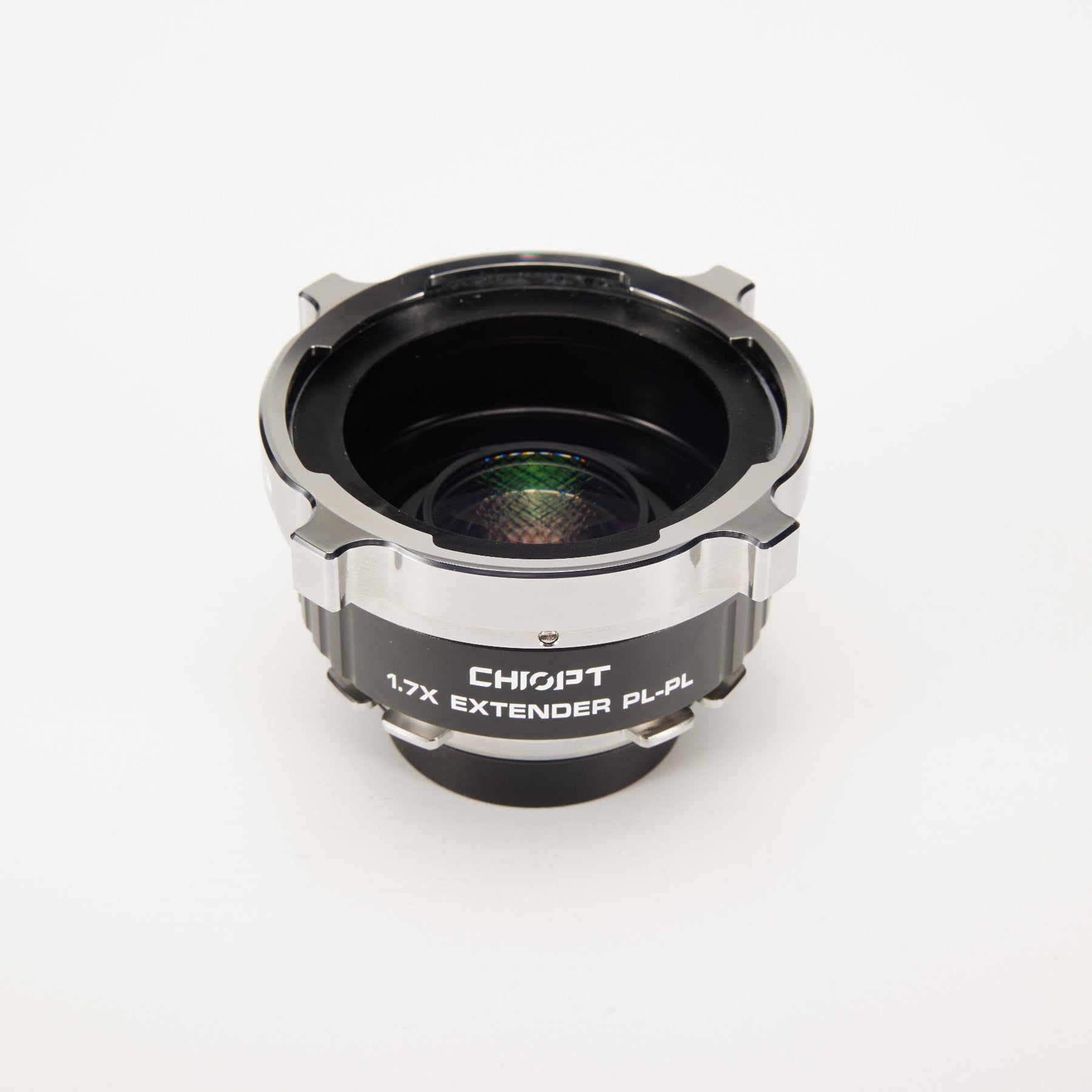 Chiopt 1.7X Extender focal length comparison, telephoto enhancement for PL mount cinema lenses, maintains center image quality with superior edge sharpness.