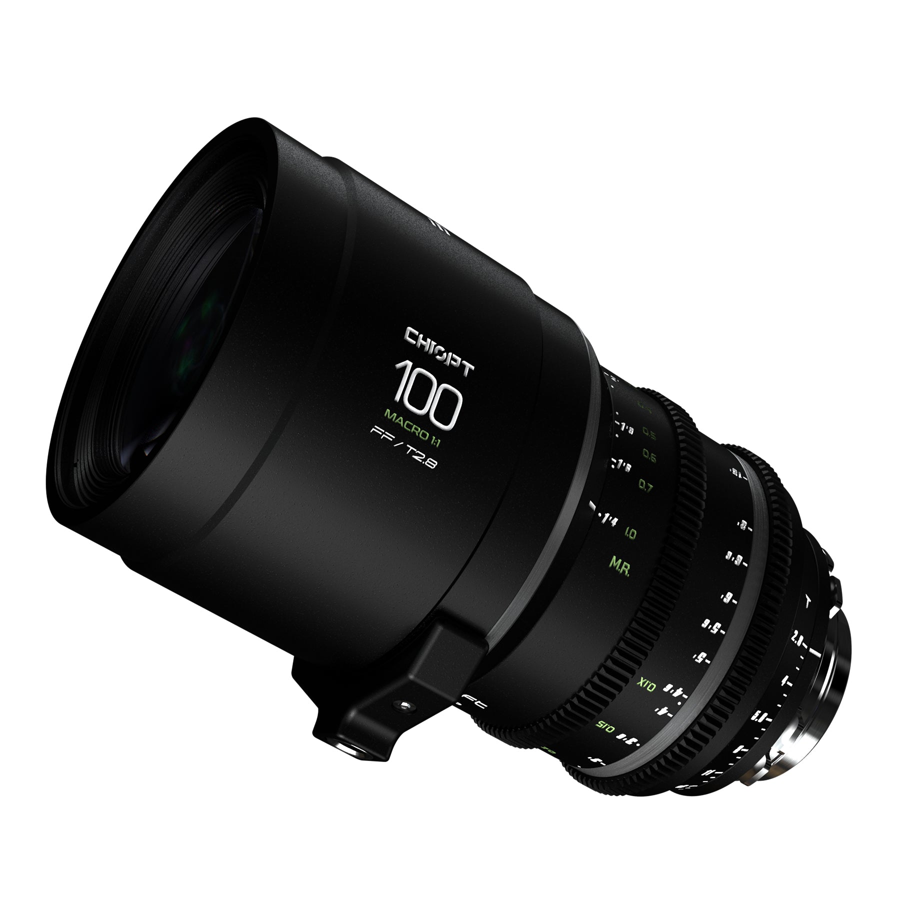 Professional 100mm T2.8 macro cine lens from Chiopt Slasher series, ideal for cinematic detail shots, product close-ups, and creative macro storytelling with precision focus and full-frame camera compatibility.