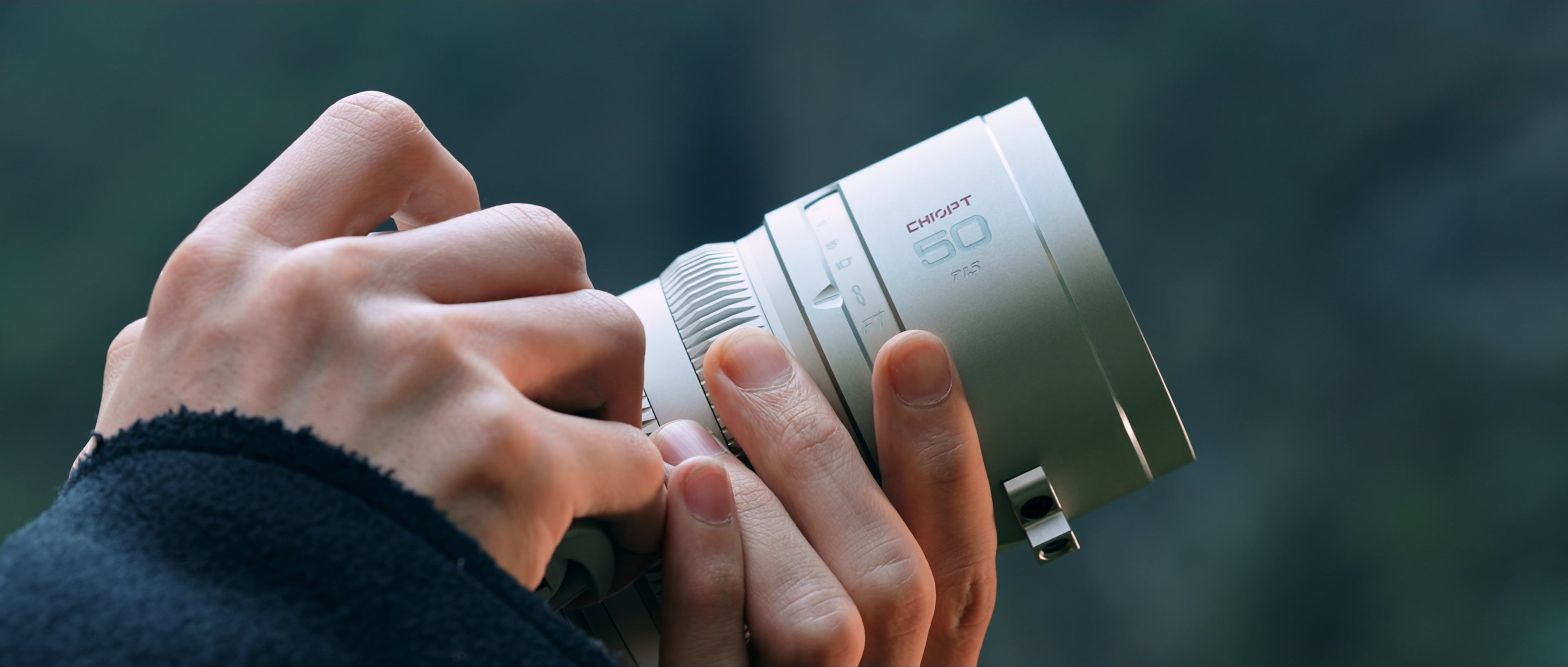 Chiopt Aura 50mm cine lens paired with Sony camera in on-location shoot