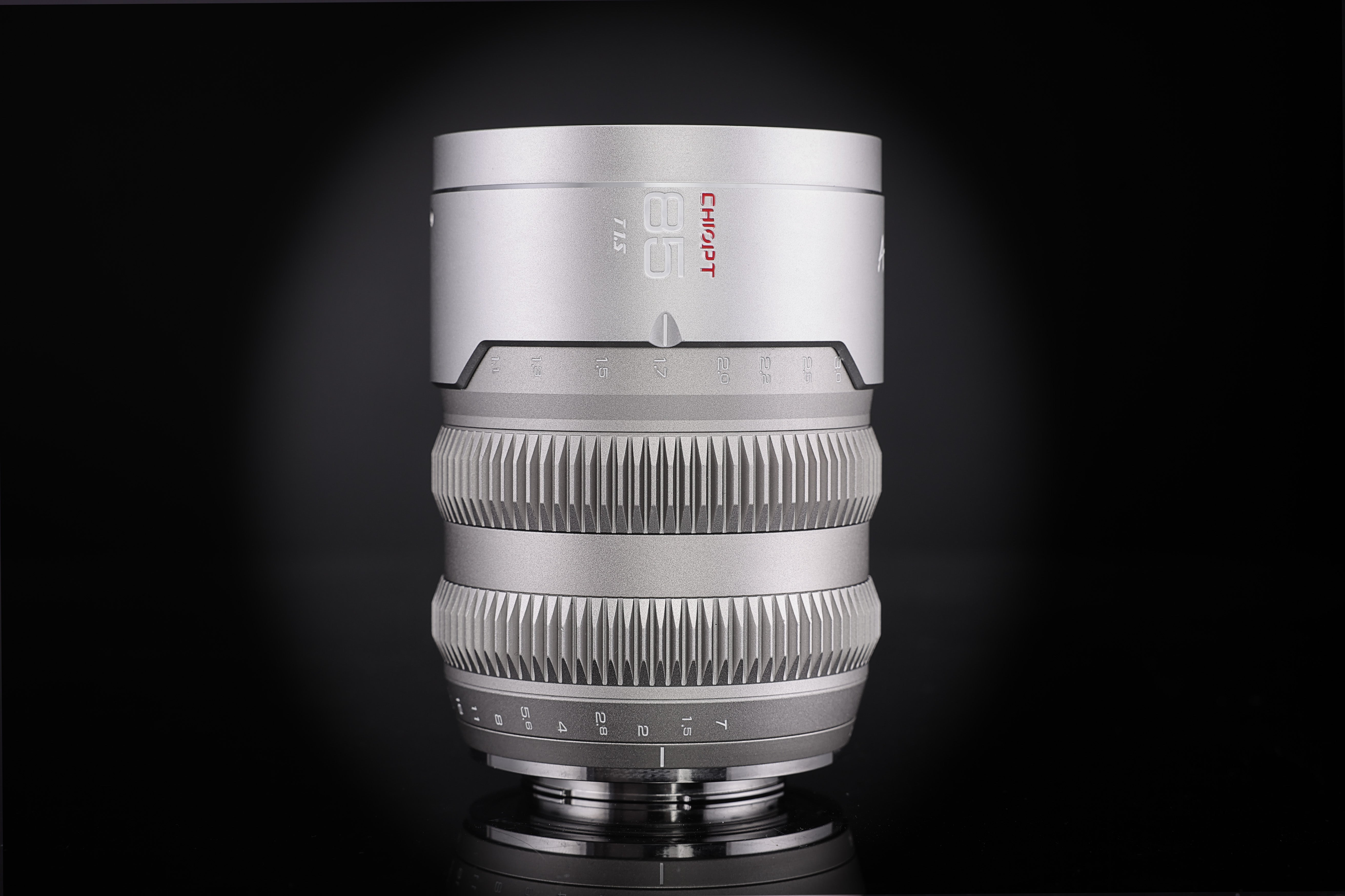 Chiopt Aura 85mm T1.5 cinema prime lens, full frame telephoto cine lens for 8K camera, ideal for portrait filmmaking, detailed close-ups, selective focus, and cinematic visual storytelling in high-resolution production.