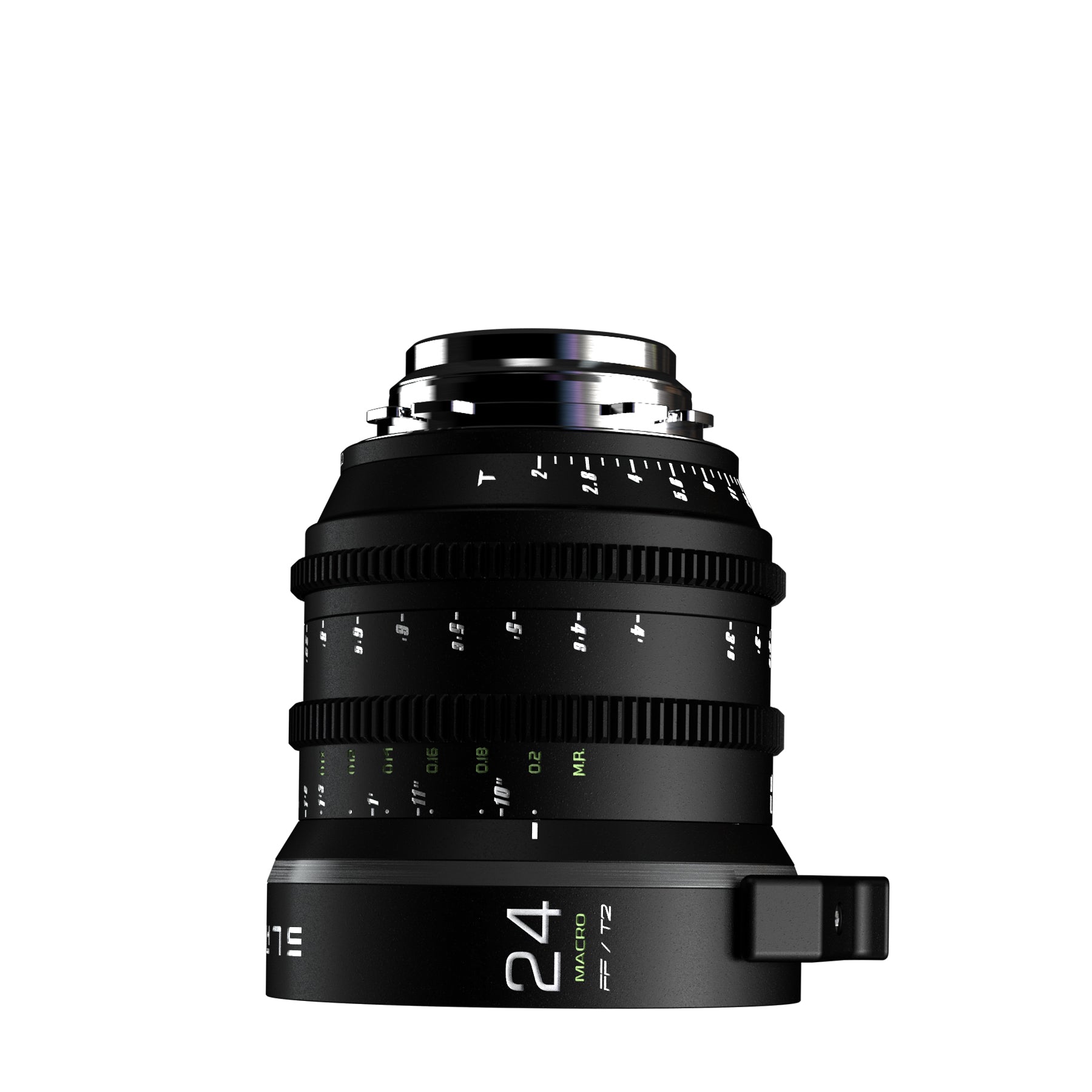 Chiopt Slasher Macro Prime 24mm T2.0 cinema lens, wide-angle macro cine lens with 8K resolution support, manual focus, precise aperture control, and durable weather-resistant build for professional filmmaking and product close-ups.