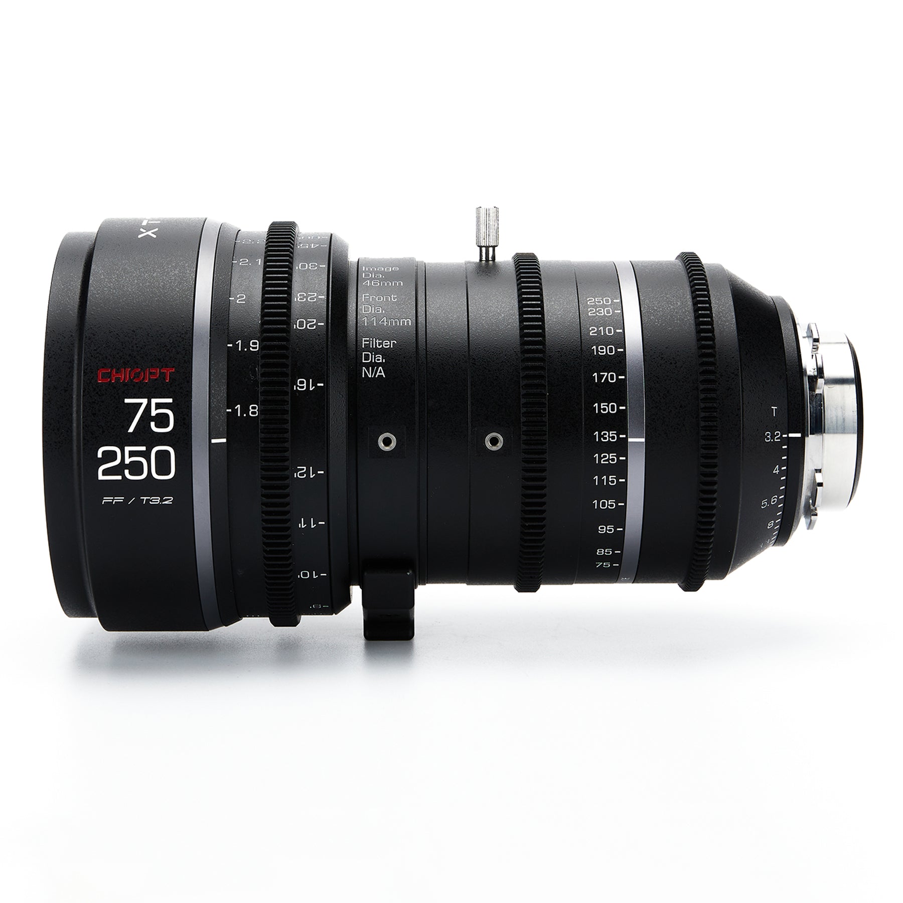 Discover the Chiopt Xtreme Zoom 75-250mm T3.2 cinema lens, a full-frame cine zoom lens with cross-format compatibility, constant aperture, and a powerful 3X zoom range. Perfect for long-range filmmaking, wildlife, sports, and high-end cinematography.