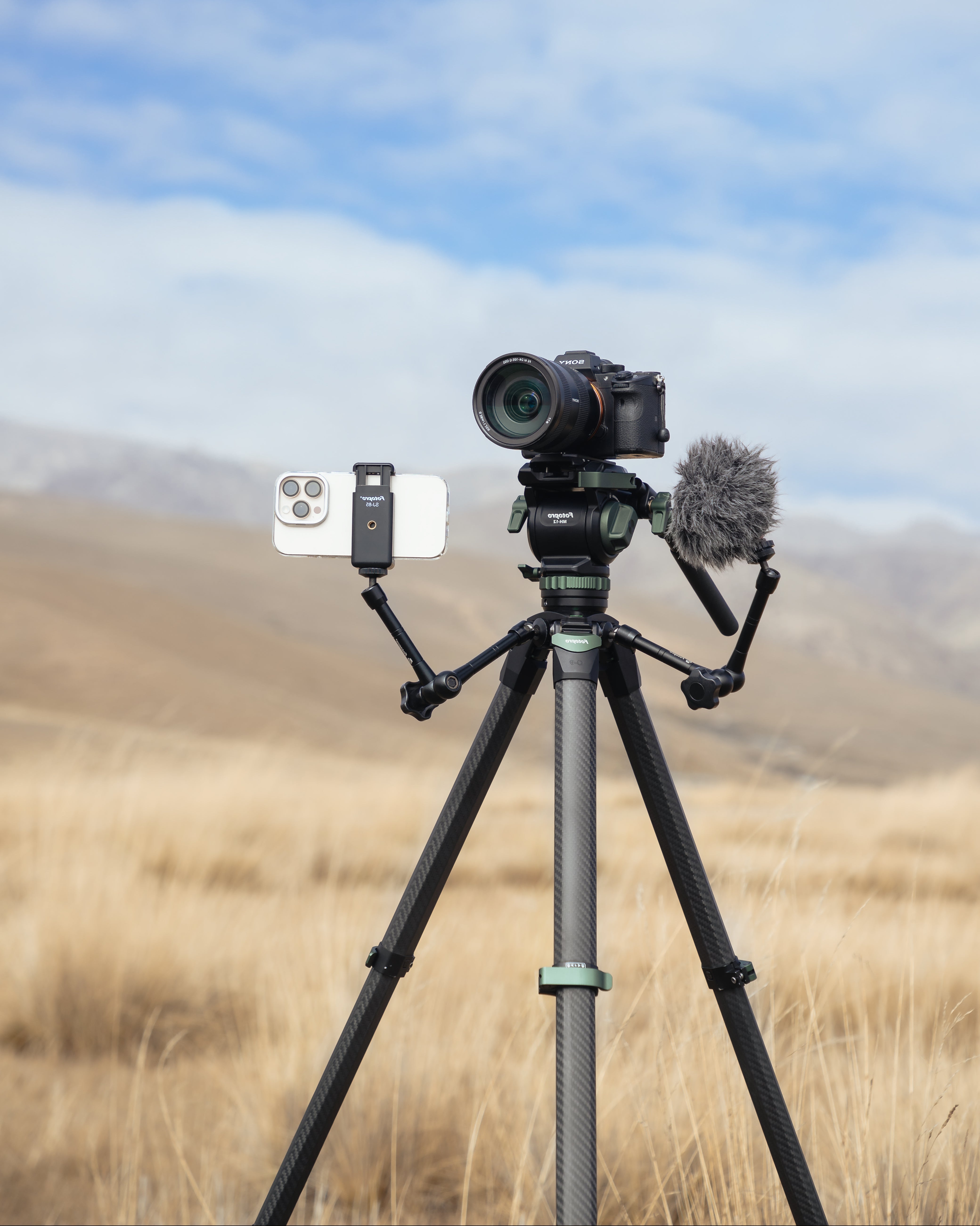 Featuring 2*1/4" & 1*3/8" expansion holes, this tripod allows for effortless attachment of microphones, monitors, and other essential accessories during your shoot.