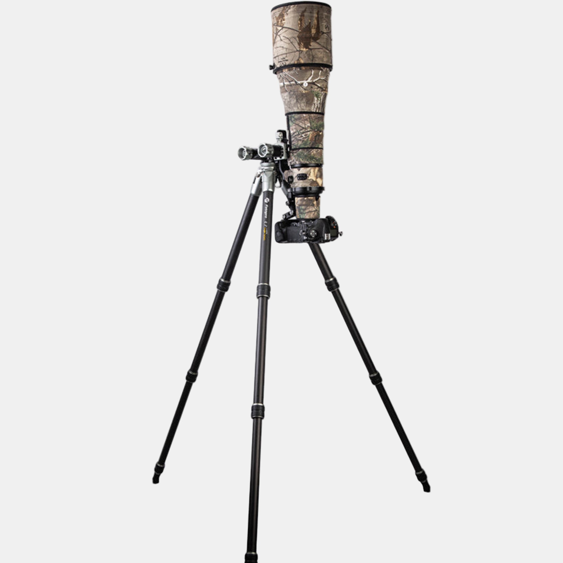 Fotopro E7 tripod with 360-degree panoramic gimbal head, enabling straight up and down shooting, perfect for bird tracking, panoramic landscapes, and sports action photography with fast setup and precision movement.