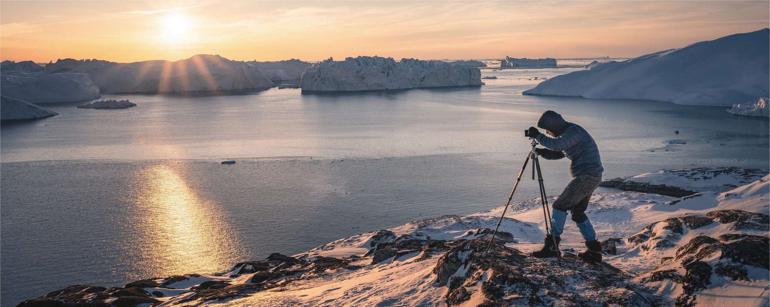 Fotopro brand banner showcasing high-end camera tripod series used in extreme ice and cold environments, featuring heavy-duty construction, water-resistant performance, and reliable stability for professional outdoor photography and video shooting.