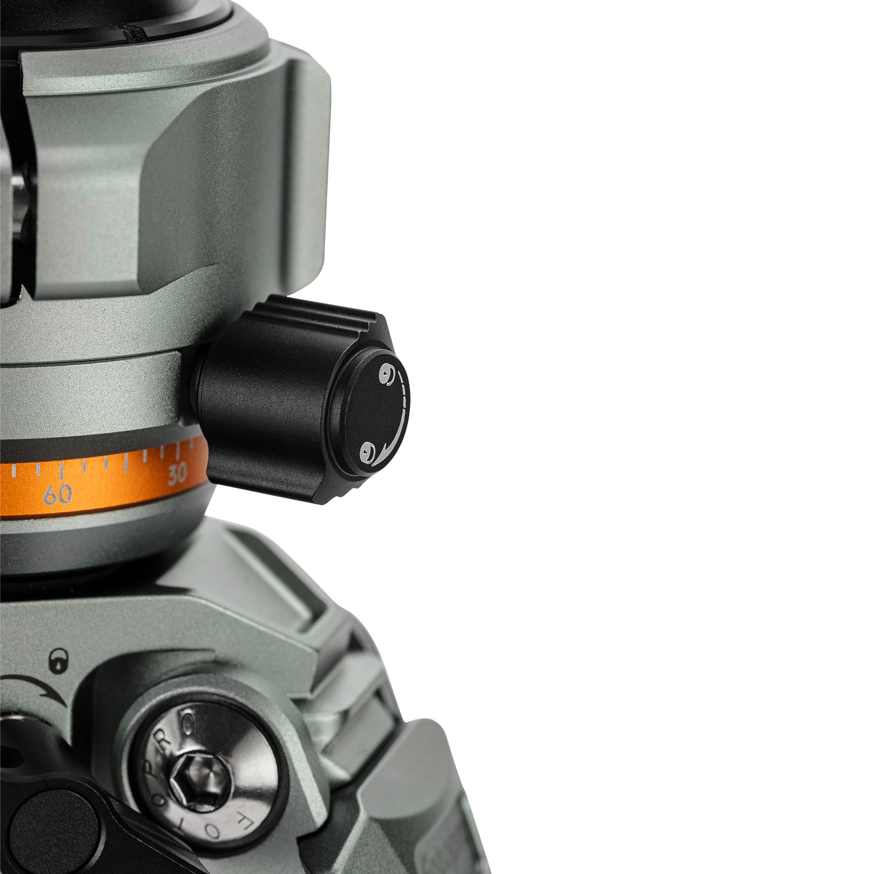 Fotopro Pantour Origin camera tripod with upper panoramic knob on the ball head and and lower panoramic knob on the tripod, supporting dual panoramic shooting for seamless and professional photo and video compositions.