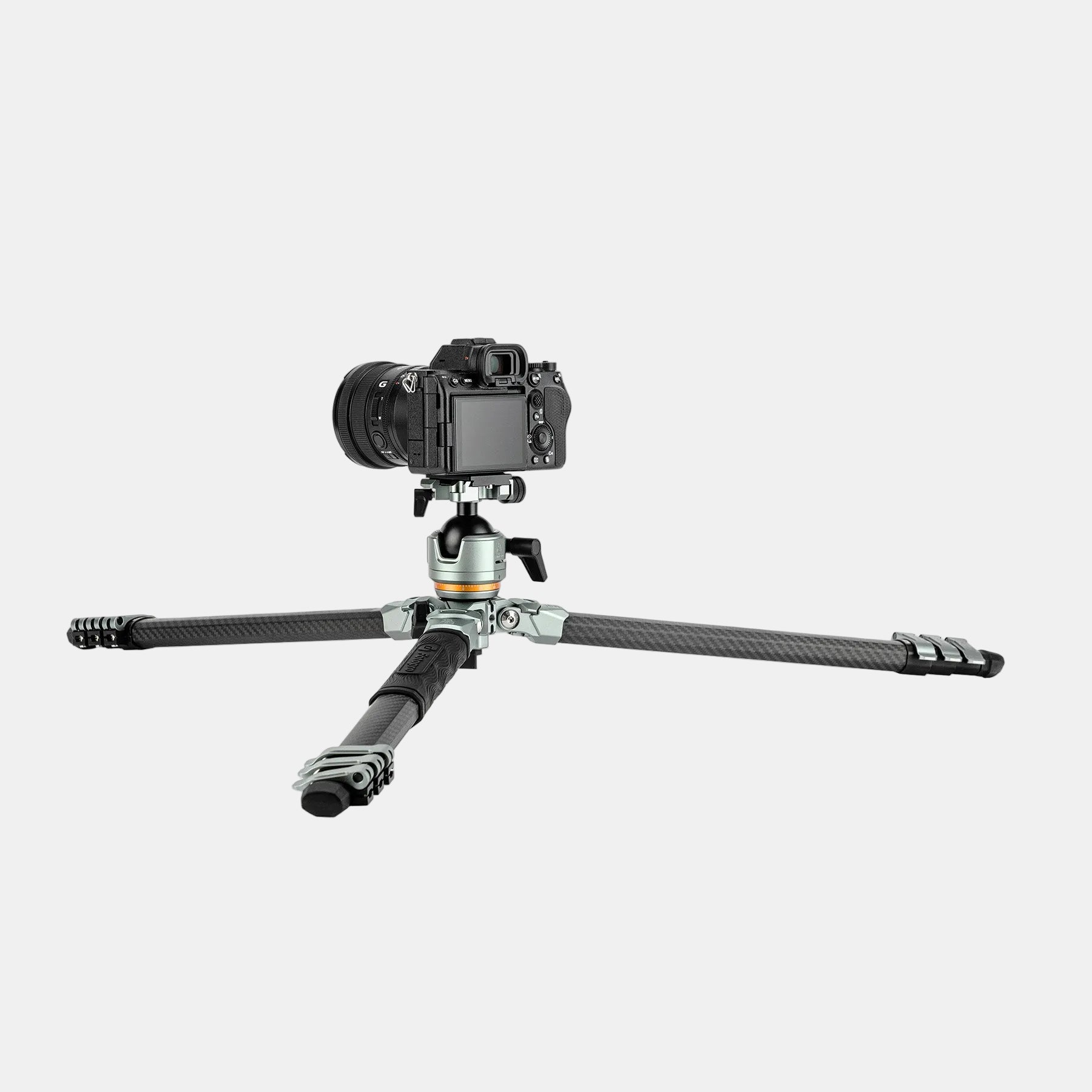 Fotopro Origin Plus camera tripod with large 44mm dual panoramic ball head, providing ultra-smooth movement, secure locking, and precise framing for both video and photo shoots.