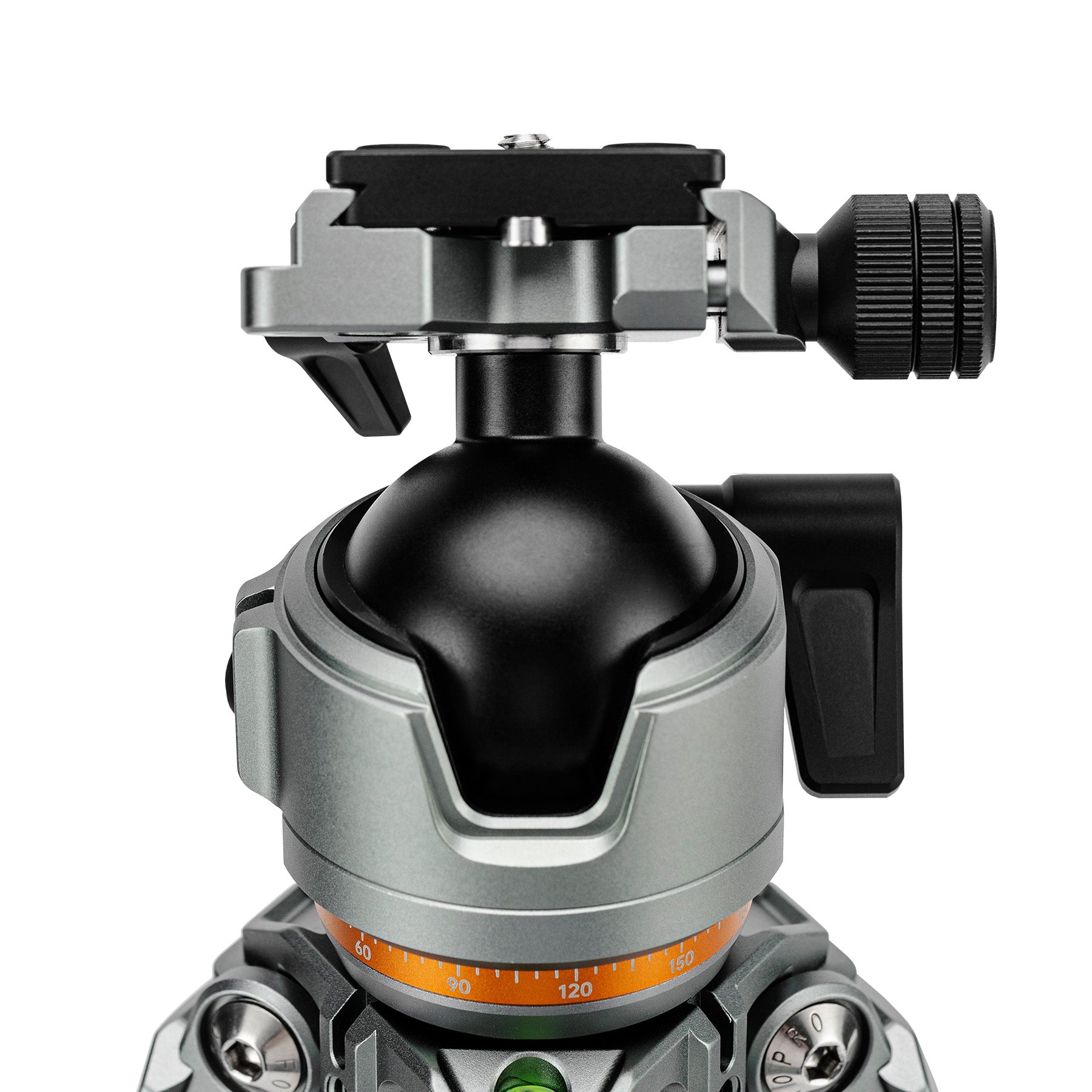 Fotopro Origin Plus camera tripod with large 44mm dual panoramic ball head, providing ultra-smooth movement, secure locking, and precise framing for both video and photo shoots.