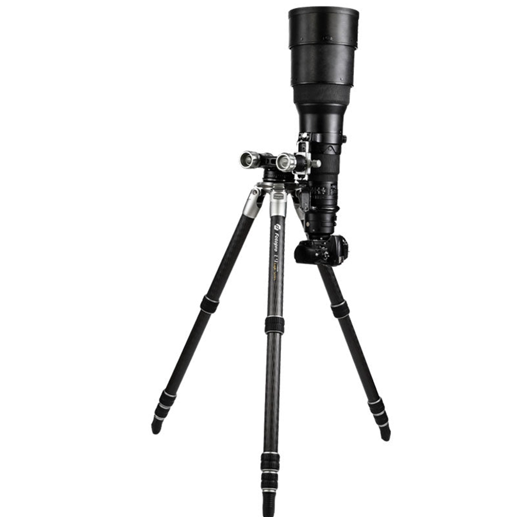 Fotopro E9 professional tripod with 360° panoramic gimbal head, capable of straight up and down shooting, perfect for bird tracking, panoramic landscape photography, and sports shooting.