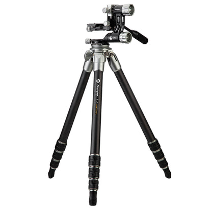 Fotopro E7 professional heavy-duty carbon fiber tripod with E-7H gimbal head, integrated leveling base, lightweight 2.84kg design, 10kg (22 lbs) load capacity, ideal for bird photography, wildlife, and astronomy shooting with large telephoto lenses.