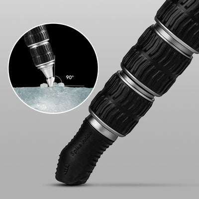 Fotopro E7 and E9 high-end camera tripods with titanium alloy bionic sheep's hoof spikes, 90-degree vertical grip, offering superior stability on soft, sandy, icy, or rocky ground for outdoor adventure photography.