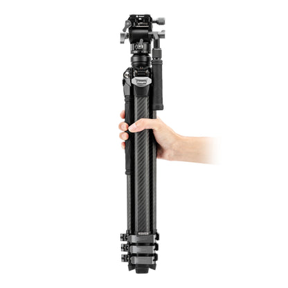 Fotopro Origin fluid video tripod lightweight design, easy one-hand carry with compact folding to 51.1 cm, ideal for travel photographers, outdoor adventurers, and social media content creators needing fast setup and portability.