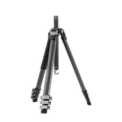 Fotopro Pantour Origin black carbon fiber travel camera tripod with ultra-lightweight compact design. Supports up to 20kg, equipped with Arca-type quick-release plate, ergonomic flip locks, perfect for travel, vlog, and wildlife photography.