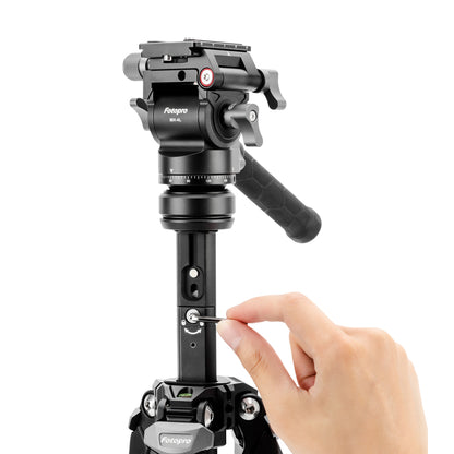 Fotopro Origin travel carbon fiber tripod with a hidden Allen wrench built into the center column for fast, convenient on-the-go adjustments, enhancing field usability and efficient setup for photographers and videographers.