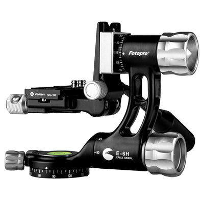 Fotopro E-6H 3-in-1 professional tripod head for wildlife and bird photography, lightweight gimbal head with hydraulic, gimbal, and 360° panoramic modes. Supports up to 22 lbs (10 kg) of heavy camera equipment, smooth multi-axis operation, Arca-Swiss quick release, safety lock system, durable aluminum alloy body, works reliably in extreme temperatures from -40°C to 70°C.