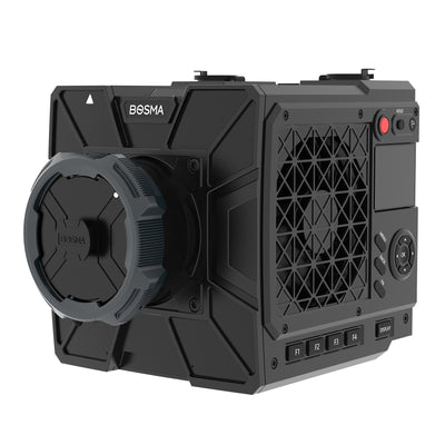 Bosma 8K Camera B1 front view showcasing compact body and user-friendly control panel, designed for professional 8K video production. Designed for professional 8K video production, live broadcasting, and cinematic filmmaking.