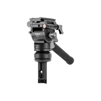 Fotopro Origin lightweight carbon fiber tripod equipped with MH-4L professional fluid video head with handle for smooth tilt and pan movements, perfect for vertical video shooting and cinematic video production.