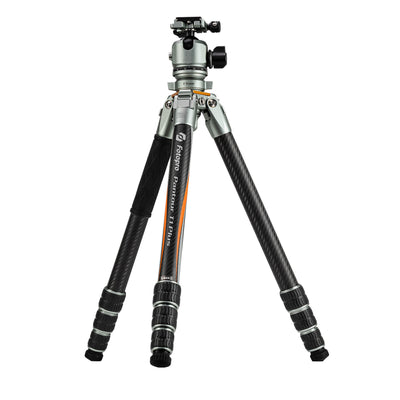 Fotopro Pantour T1 Plus carbon fiber professional travel camera tripod with detachable T-Track center column and integrated leveling bowl for quick and precise horizontal adjustment. Supports heavy load up to 20kg / 44 lb, max height 60 in, minimum height 8.9 in, foldable to 25.24 in. Ideal for DSLR, mirrorless, cinema cameras, heavy lenses, travel, landscape, wildlife, and sports photography. Lightweight, durable, sandproof, and weather-resistant tripod for all-terrain use.